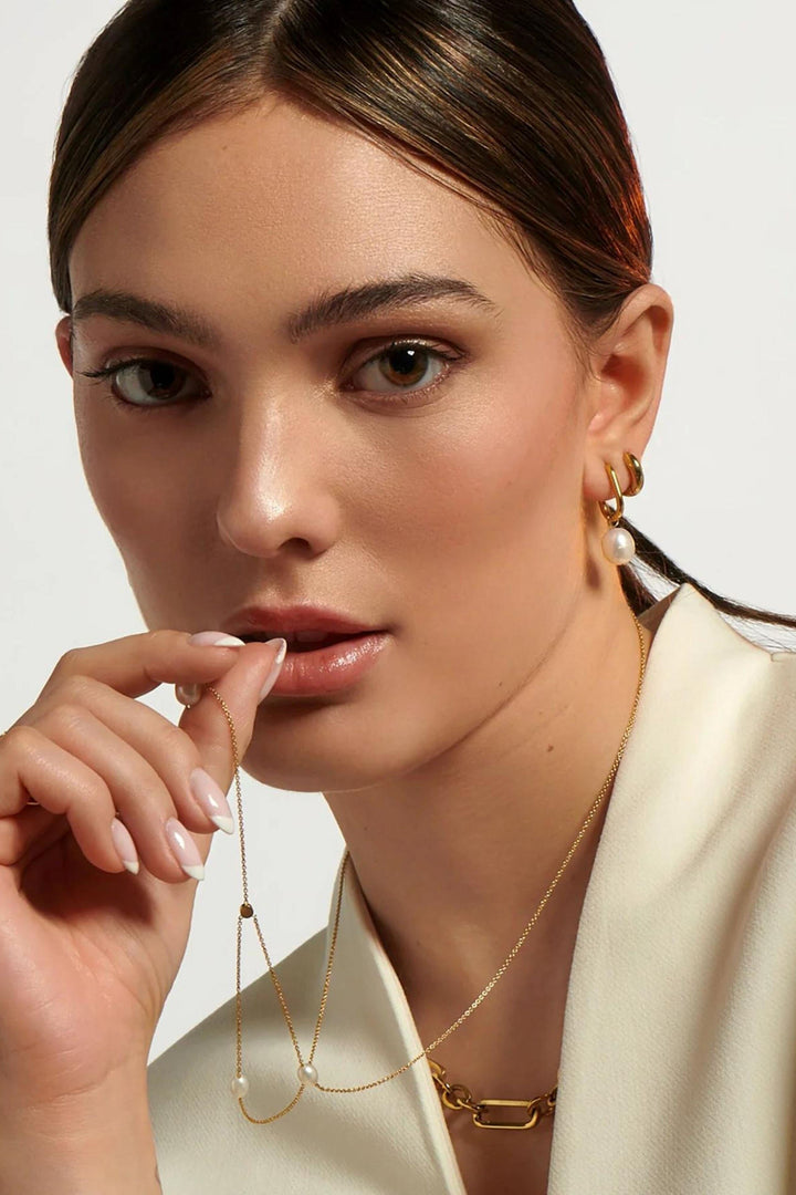 Boucles dormeuses perles - Opale - Or