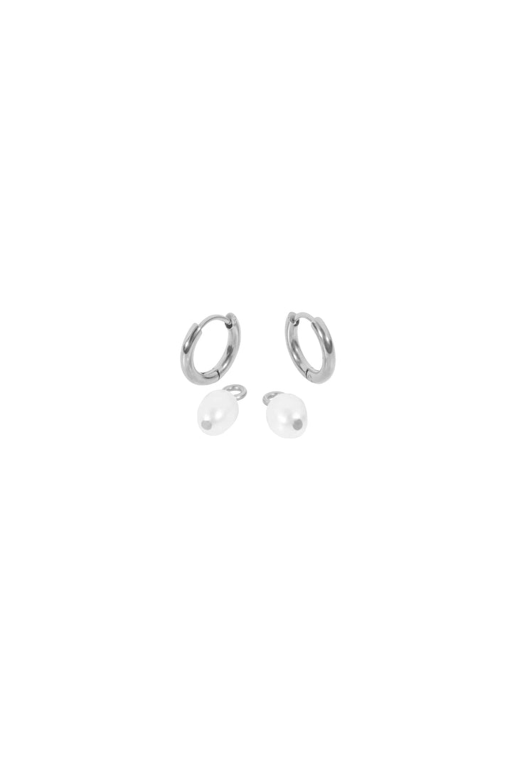 Boucles dormeuses perles - Sally - Argent