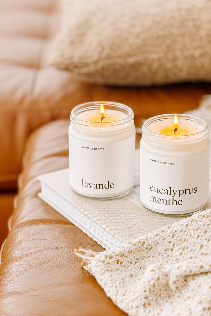 Duo de chandelles de soya - Huile essentielle - Eucalyptus menthe / Lavande