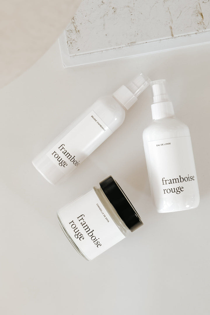 ENSEMBLE CADEAU - Framboise rouge - Bruine, eau de linge et chandelle