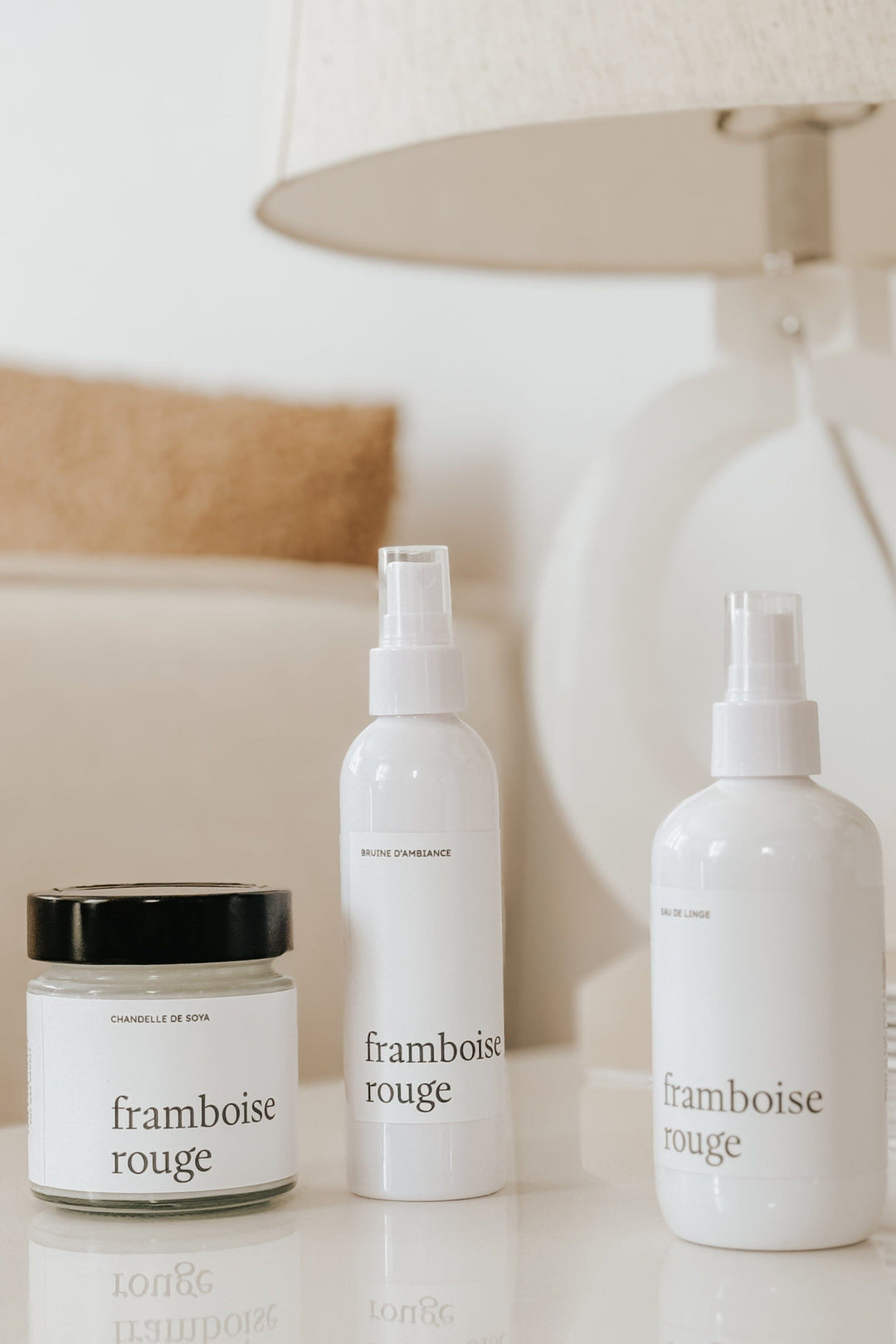 ENSEMBLE CADEAU - Framboise rouge - Bruine, eau de linge et chandelle