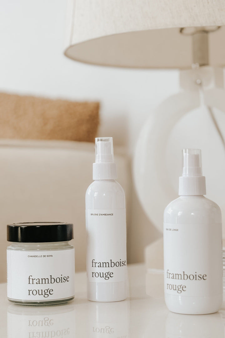 ENSEMBLE CADEAU - Framboise rouge - Bruine, eau de linge et chandelle