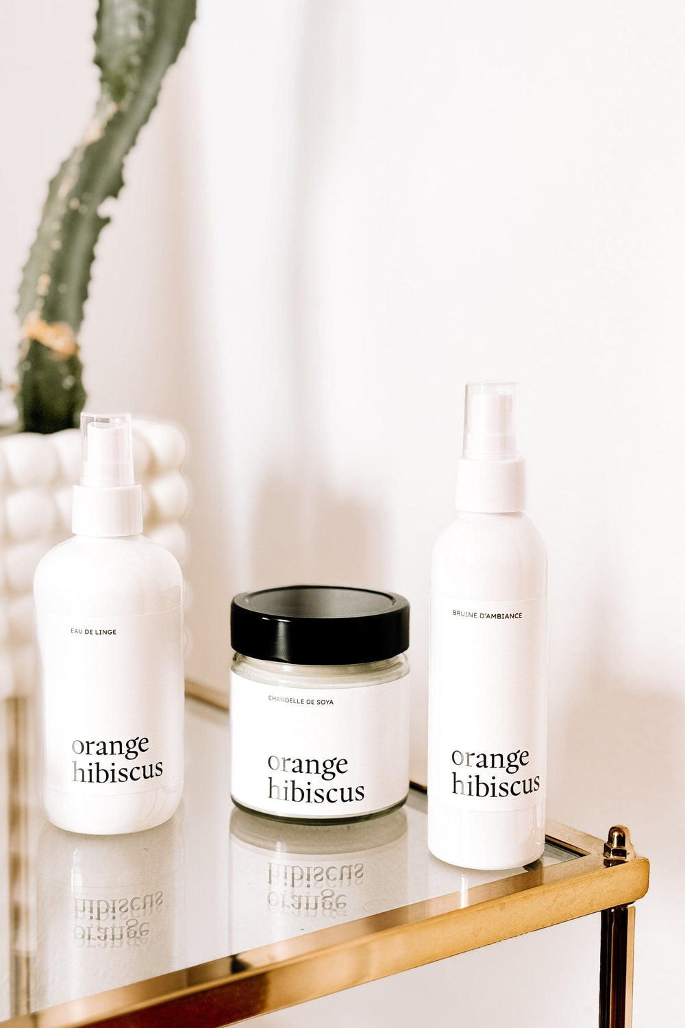 ENSEMBLE CADEAU - Orange hibiscus - Bruine, eau de linge et chandelle