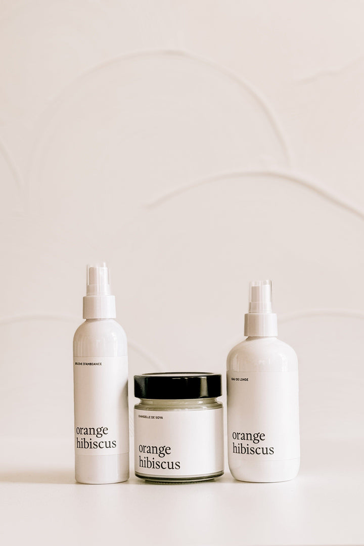 ENSEMBLE CADEAU - Orange hibiscus - Bruine, eau de linge et chandelle