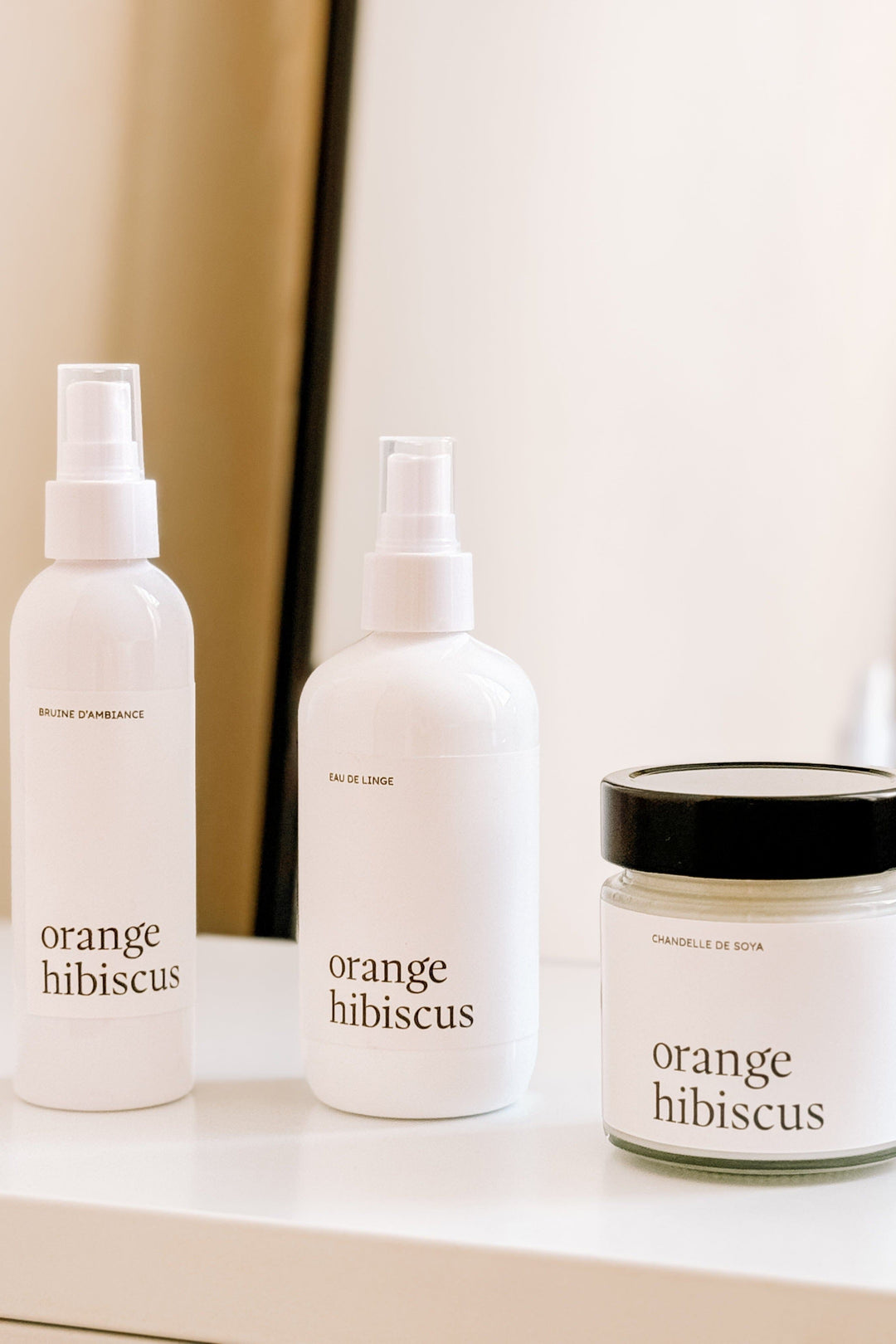 ENSEMBLE CADEAU - Orange hibiscus - Bruine, eau de linge et chandelle