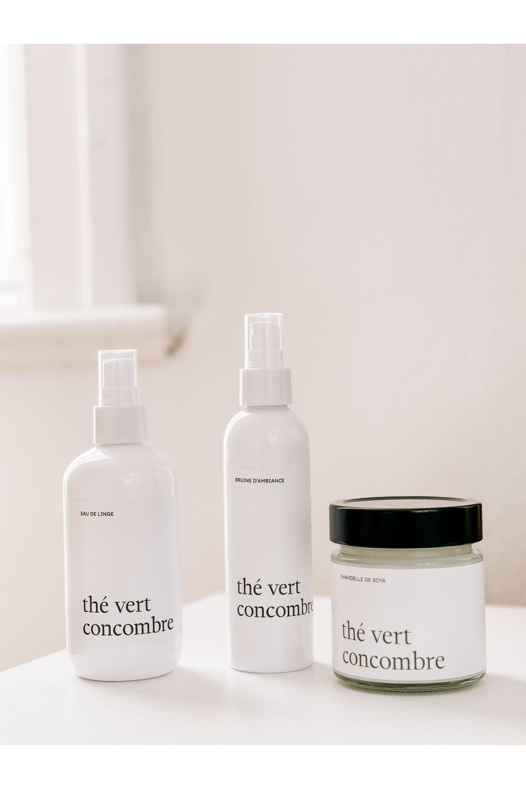 ENSEMBLE CADEAU - Thé vert concombre - Bruine, eau de linge et chandelle