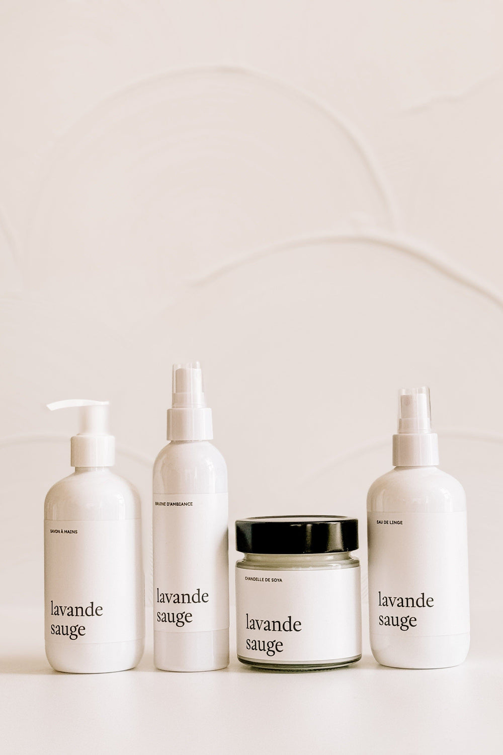 ENSEMBLE COMPLET - Lavande sauge - Bruine, eau de linge, savon à mains et chandelle
