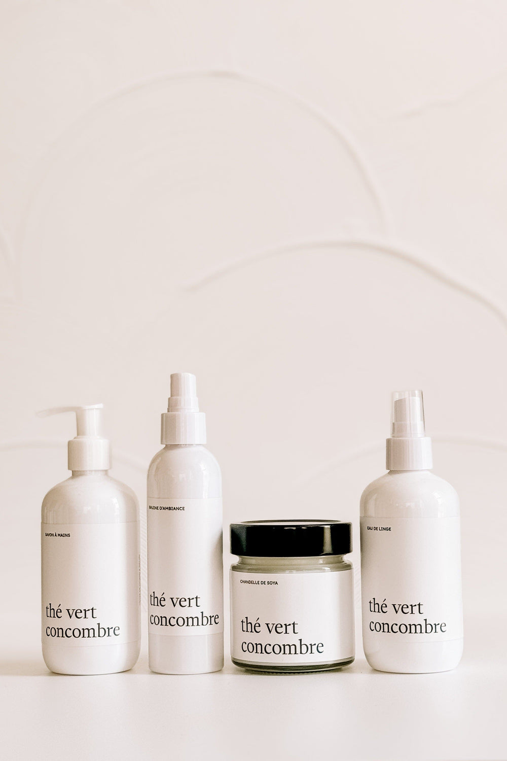 ENSEMBLE COMPLET - Thé vert concombre - Bruine, eau de linge, savon à mains et chandelle