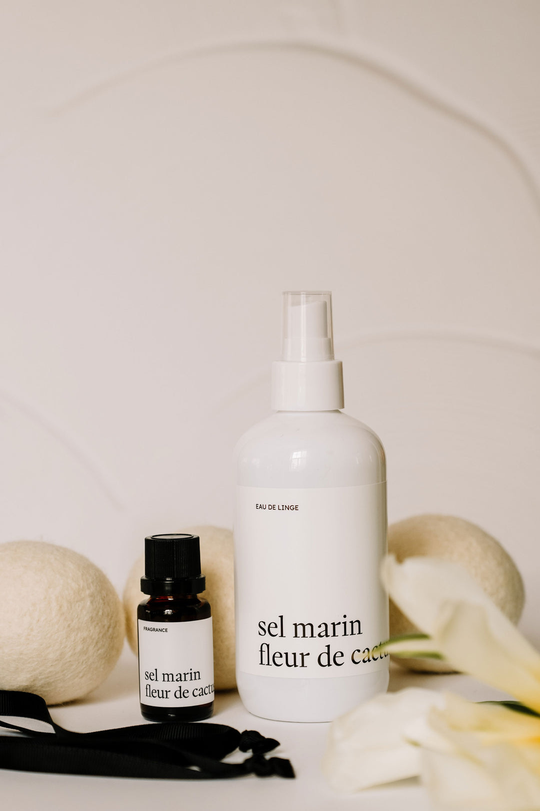 ENSEMBLE LESSIVE - Sel marin fleur de cactus - Fragrance, eau de linge et balles de séchage