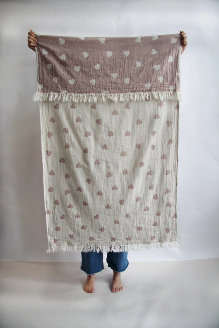 Serviette pour le corps - Coeurs - Rose - Pokoloko