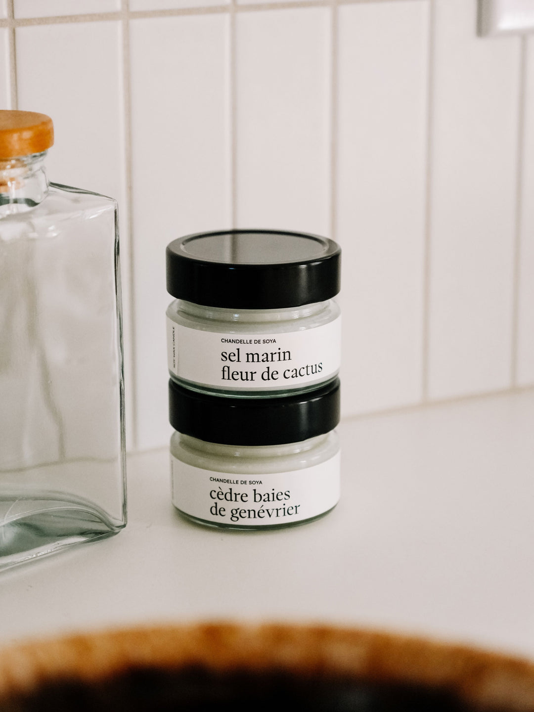 Duo de chandelles de soya - Sel marin fleur de cactus & Cèdre baies de genévrier - 106 ml Marée - Chandelles 