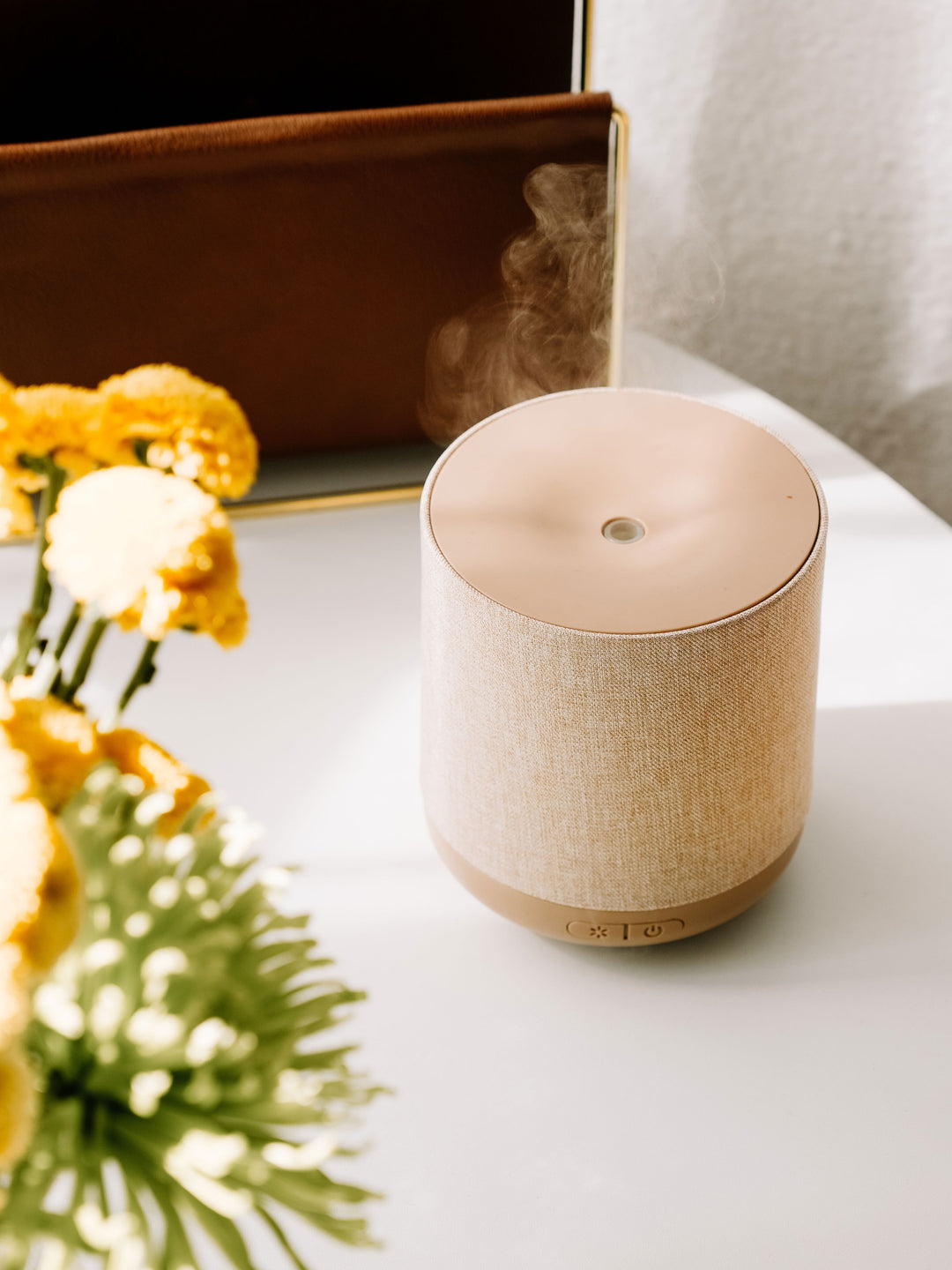 Diffuseur d'huiles essentielles - Ultrasonique - Lin naturel Diffuseurs Candle warmer 