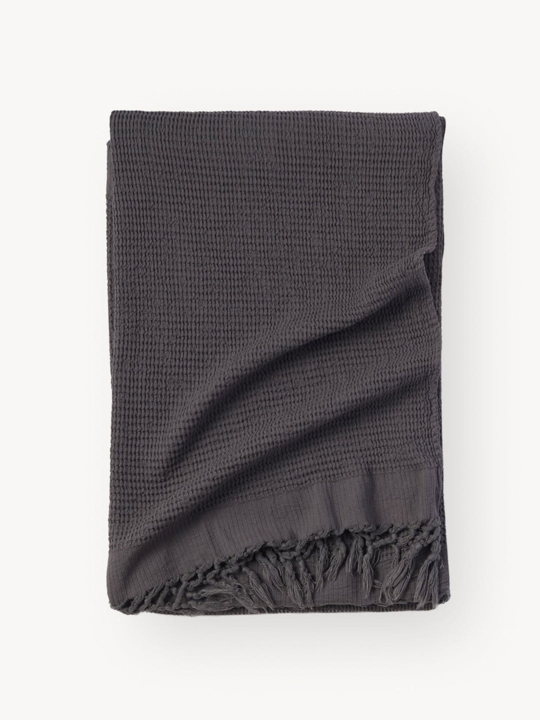 Jeté Crinkle - Wave avec franges - Charcoal - Pokoloko Pokoloko 