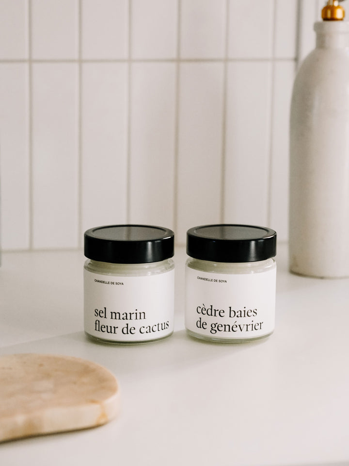 Duo de chandelles de soya - Sel marin fleur de cactus & Cèdre baies de genévrier - 212 ml Marée - Chandelles 