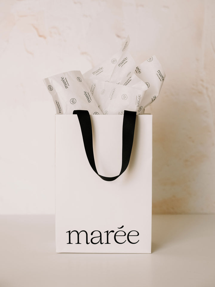 Sac cadeau et papier de soie - Blanc Marée - Chandelles 