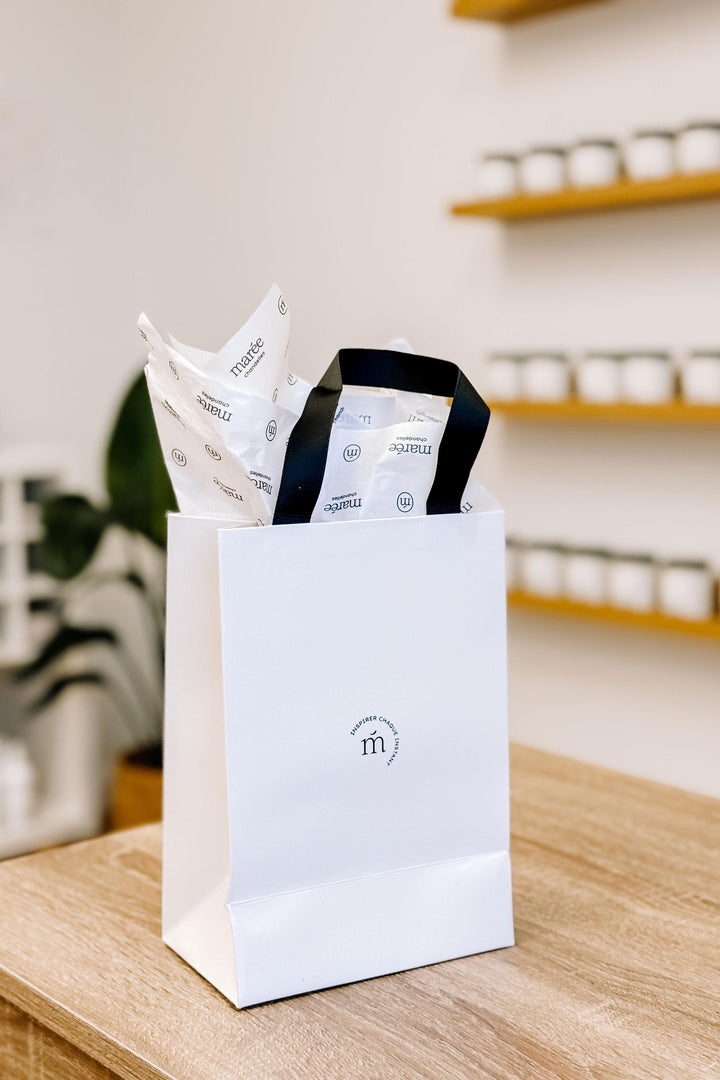 Sac cadeau et papier de soie - Blanc Marée - Chandelles 