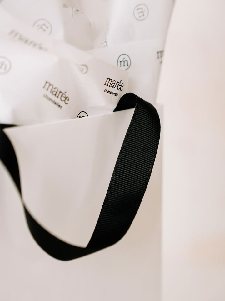 Sac cadeau et papier de soie - Blanc Marée - Chandelles 