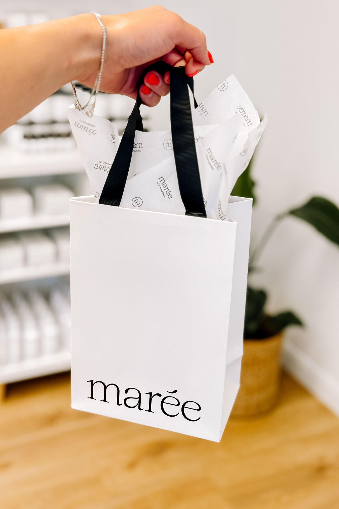Sac cadeau et papier de soie - Blanc Marée - Chandelles 