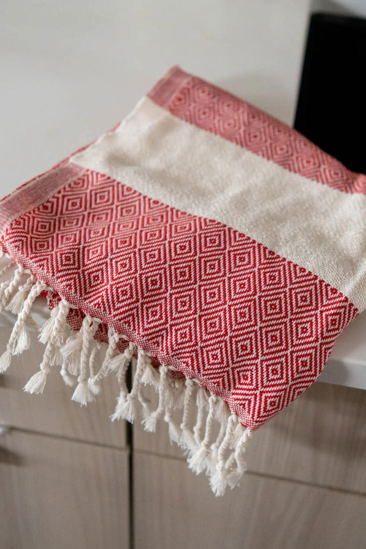 Serviette à mains - Diamant - Rouge - Pokoloko Pokoloko 