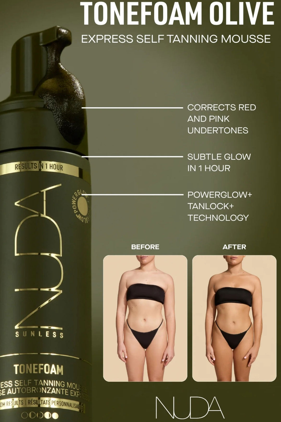 Tonefoam - Mousse autobronzante express - Olive NUDA 