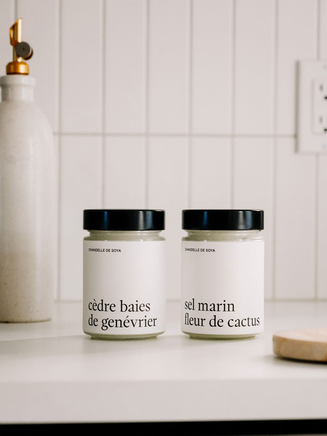 Duo de chandelles de soya - Sel marin fleur de cactus & Cèdre baies de genévrier - 314 ml Marée - Chandelles 