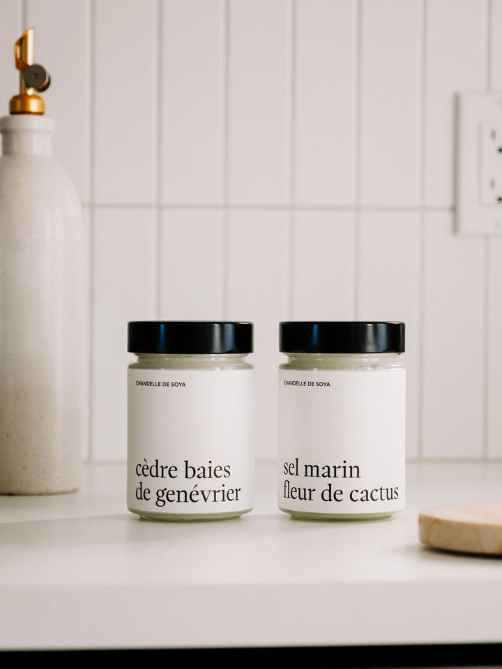 Duo de chandelles de soya - Sel marin fleur de cactus & Cèdre baies de genévrier - 314 ml Marée - Chandelles 