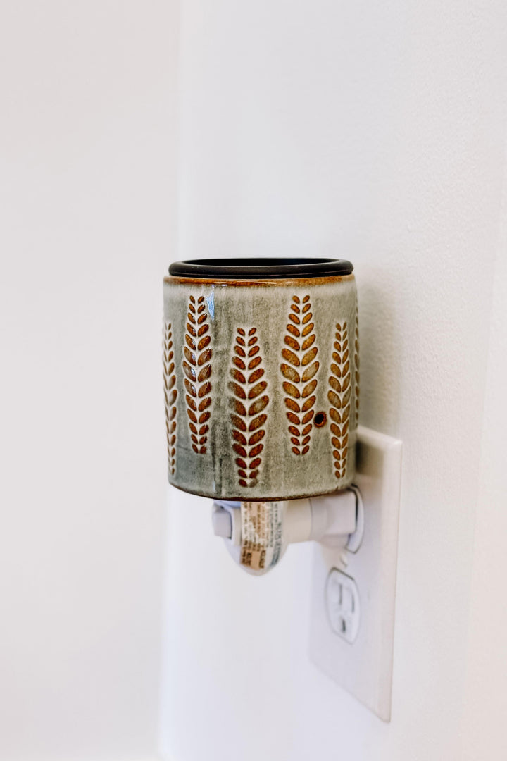 DIFFUSEUR CUBES DE CIRE - Mural - Soucoupe réversible - Vert de gris et branches de blé Diffuseurs Candle warmer 