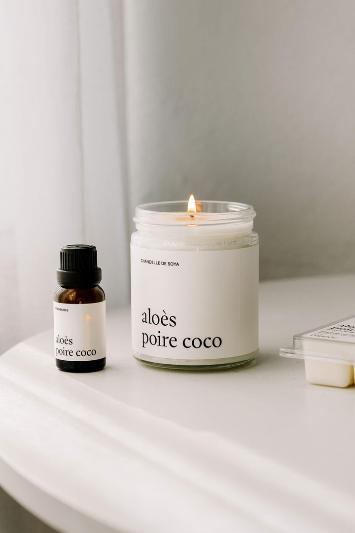 ENSEMBLE COMPLET - Aloès poire coco Marée - Chandelles 