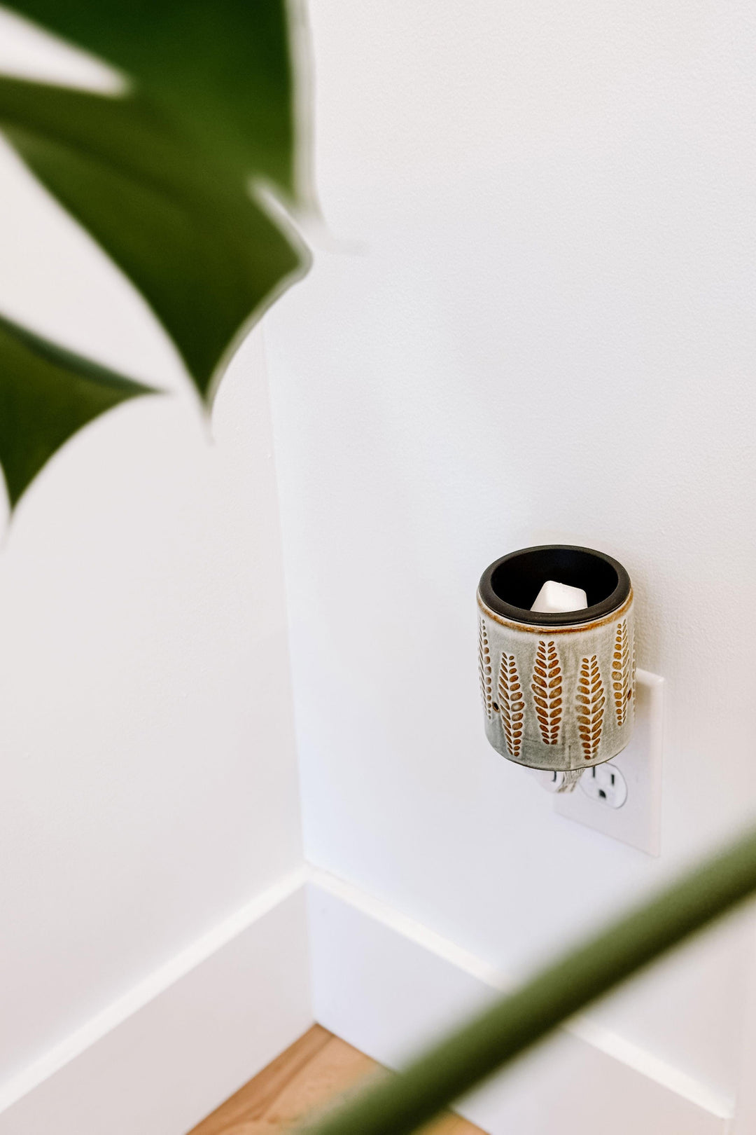 DIFFUSEUR CUBES DE CIRE - Mural - Soucoupe réversible - Vert de gris et branches de blé Diffuseurs Candle warmer 