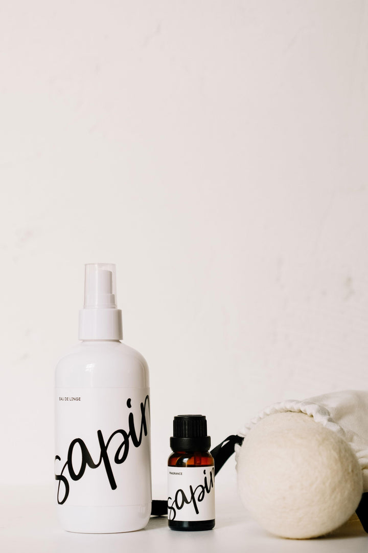 Ensemble lessive - Sapin - Fragrance, eau de linge et balles de séchage Lessive Marée - Chandelles 