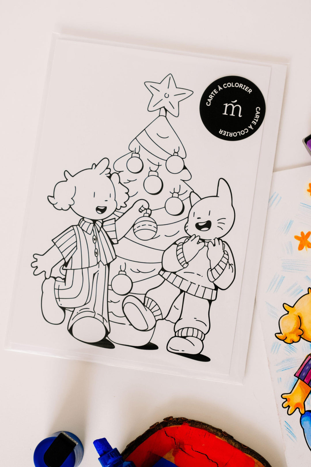 Carte à colorier - Victor & Emma