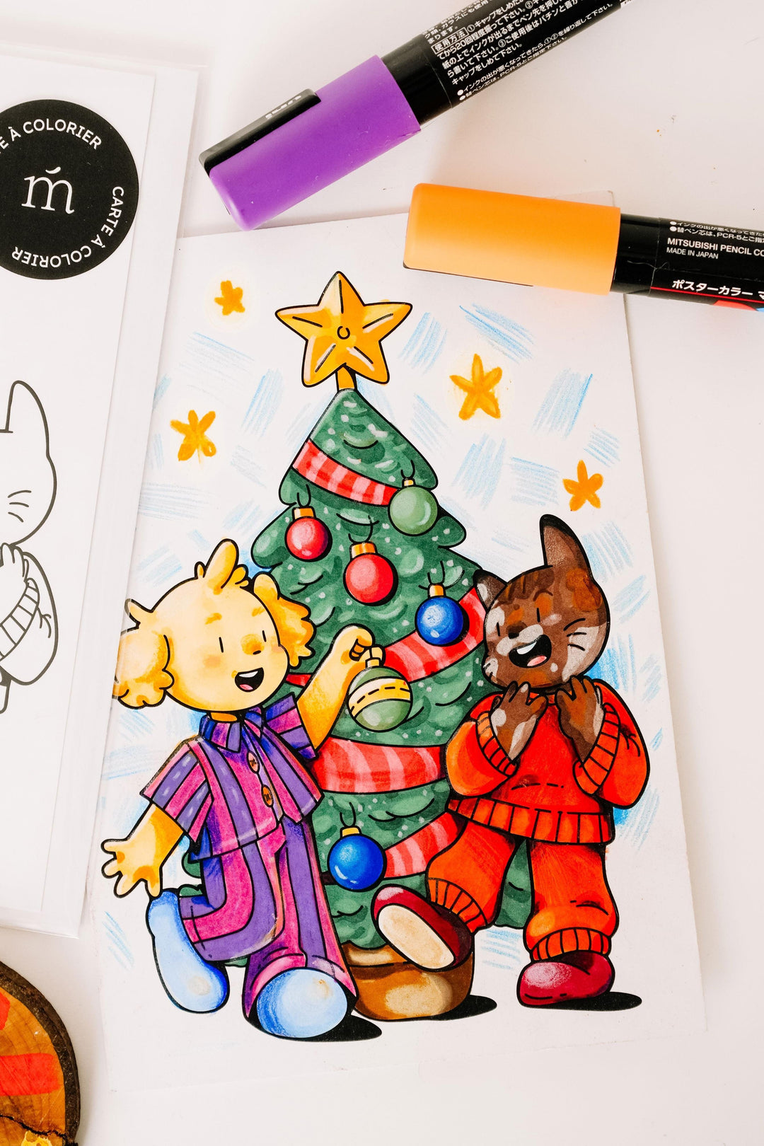 Carte à colorier - Victor & Emma