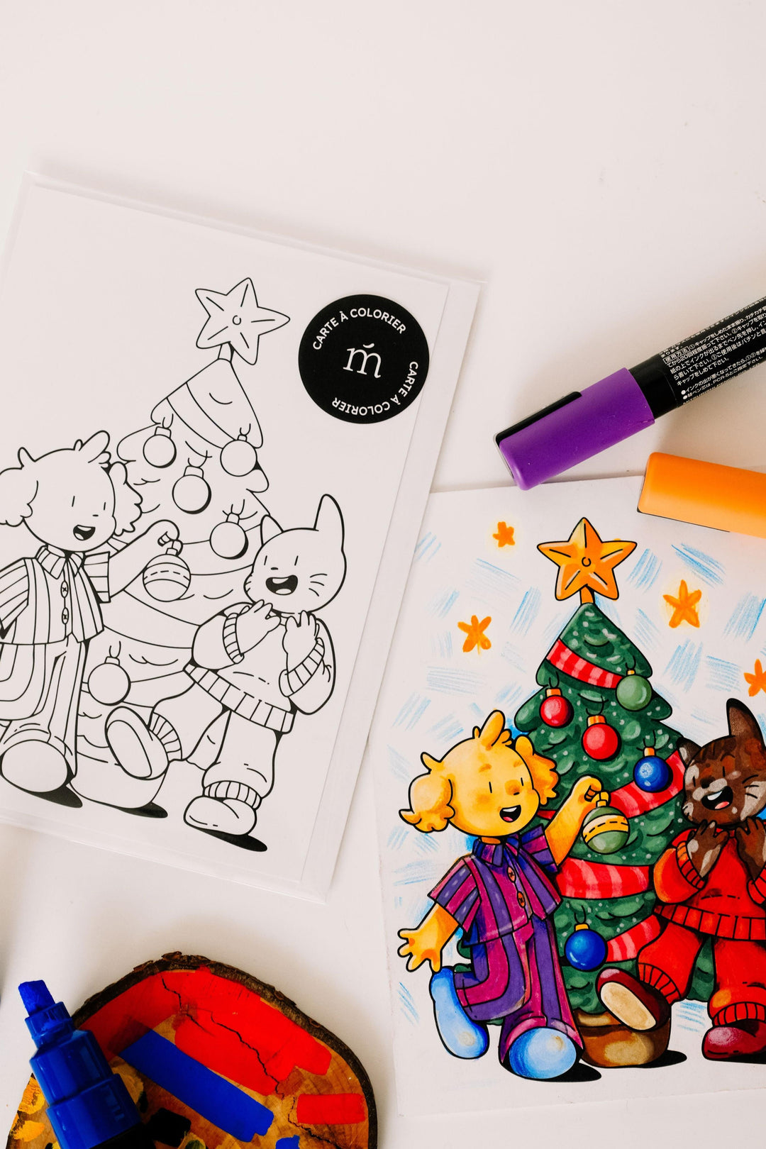 Carte à colorier - Victor & Emma