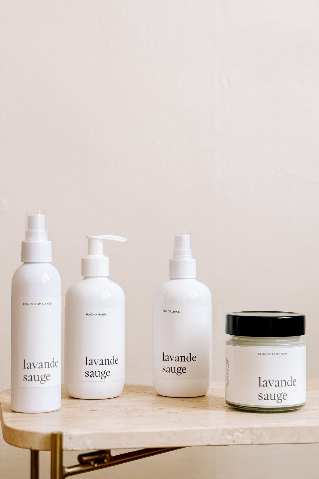ENSEMBLE COMPLET - Lavande sauge - Bruine, eau de linge, savon à mains et chandelle