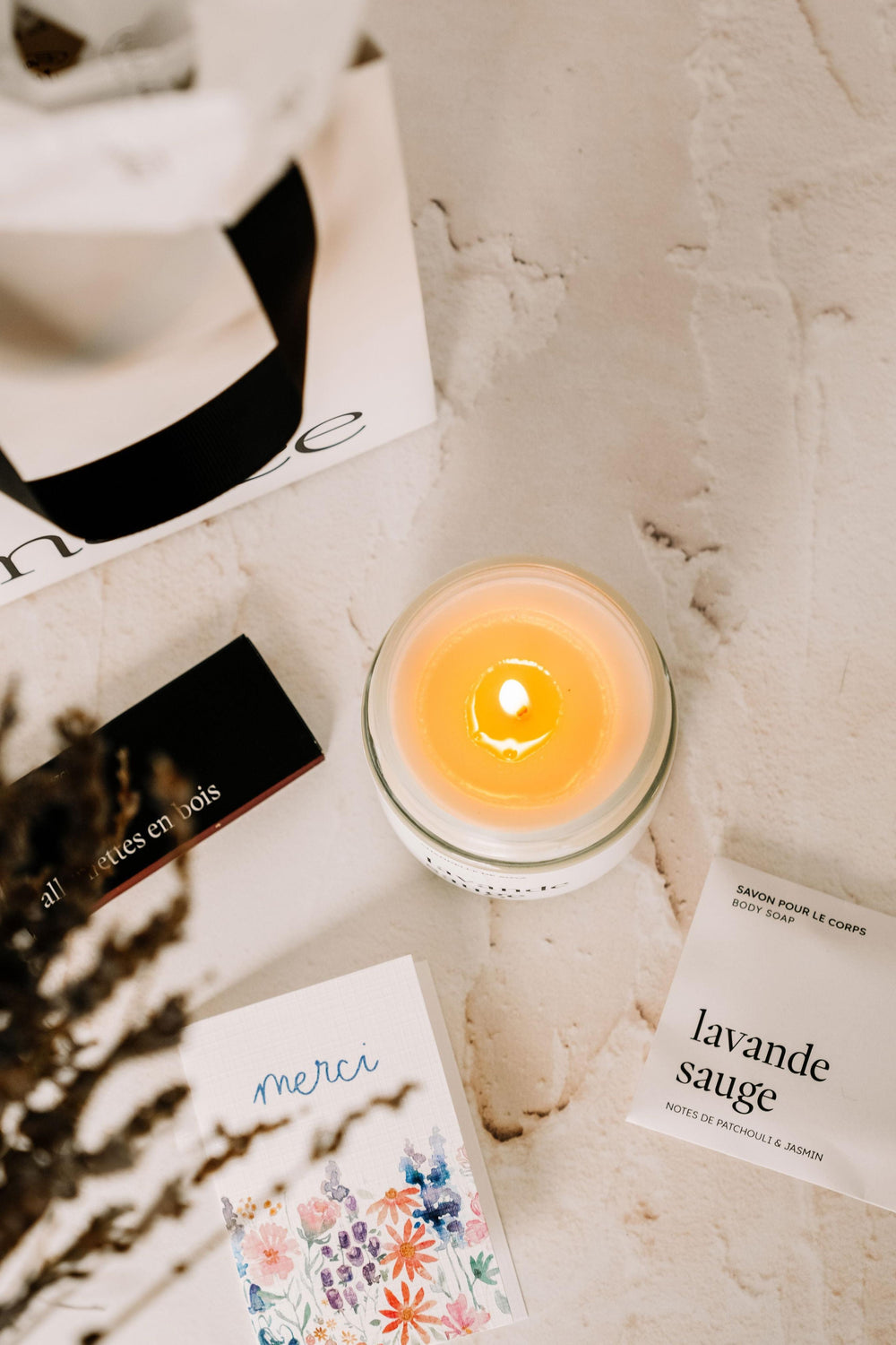 Ensemble cadeau - Merci - Gisanne Marée - Chandelles 