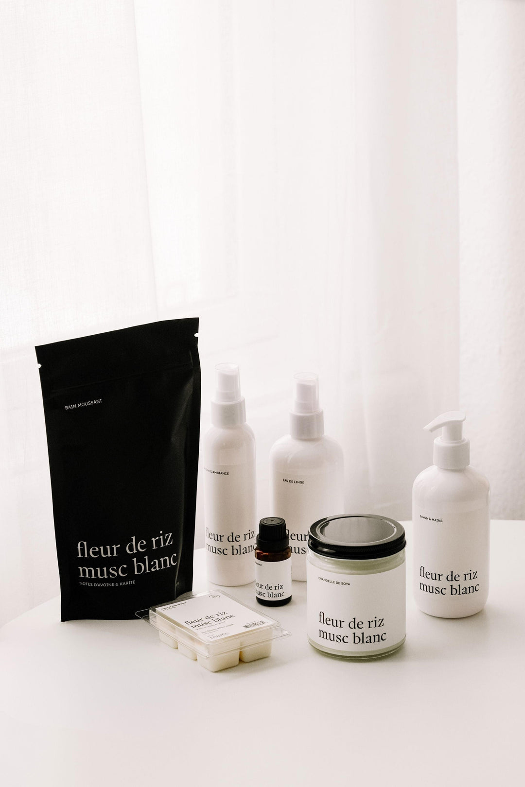 Ensemble complet - Fleur de riz musc blanc Marée - Chandelles 