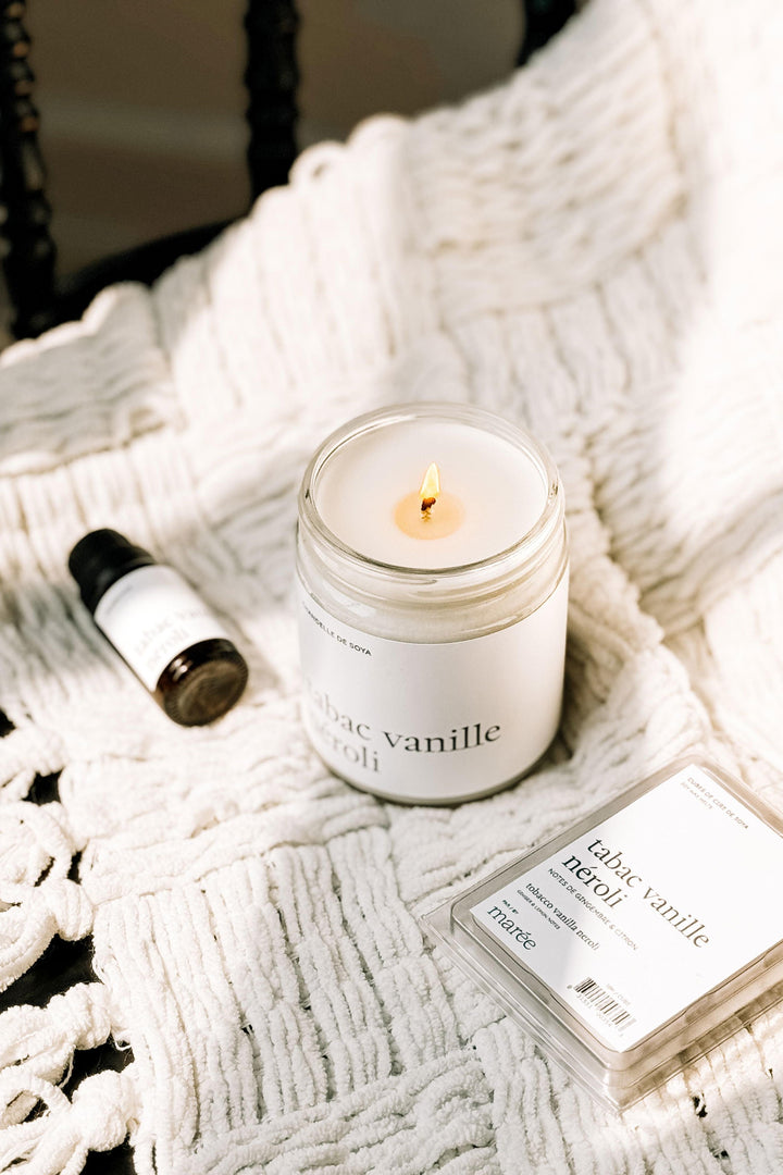 Ensemble complet - Tabac vanille néroli Marée - Chandelles 