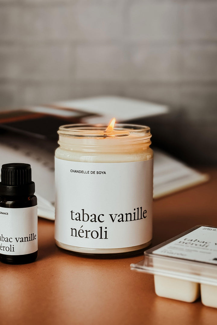 Ensemble complet - Tabac vanille néroli Marée - Chandelles 
