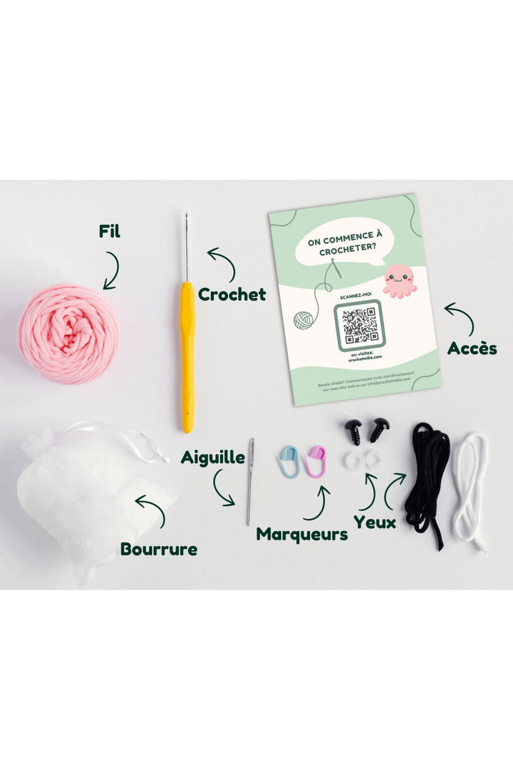 Ensemble de crochet - Crochetmilie - Niveau 1 - La pieuvre Crochetmilie 