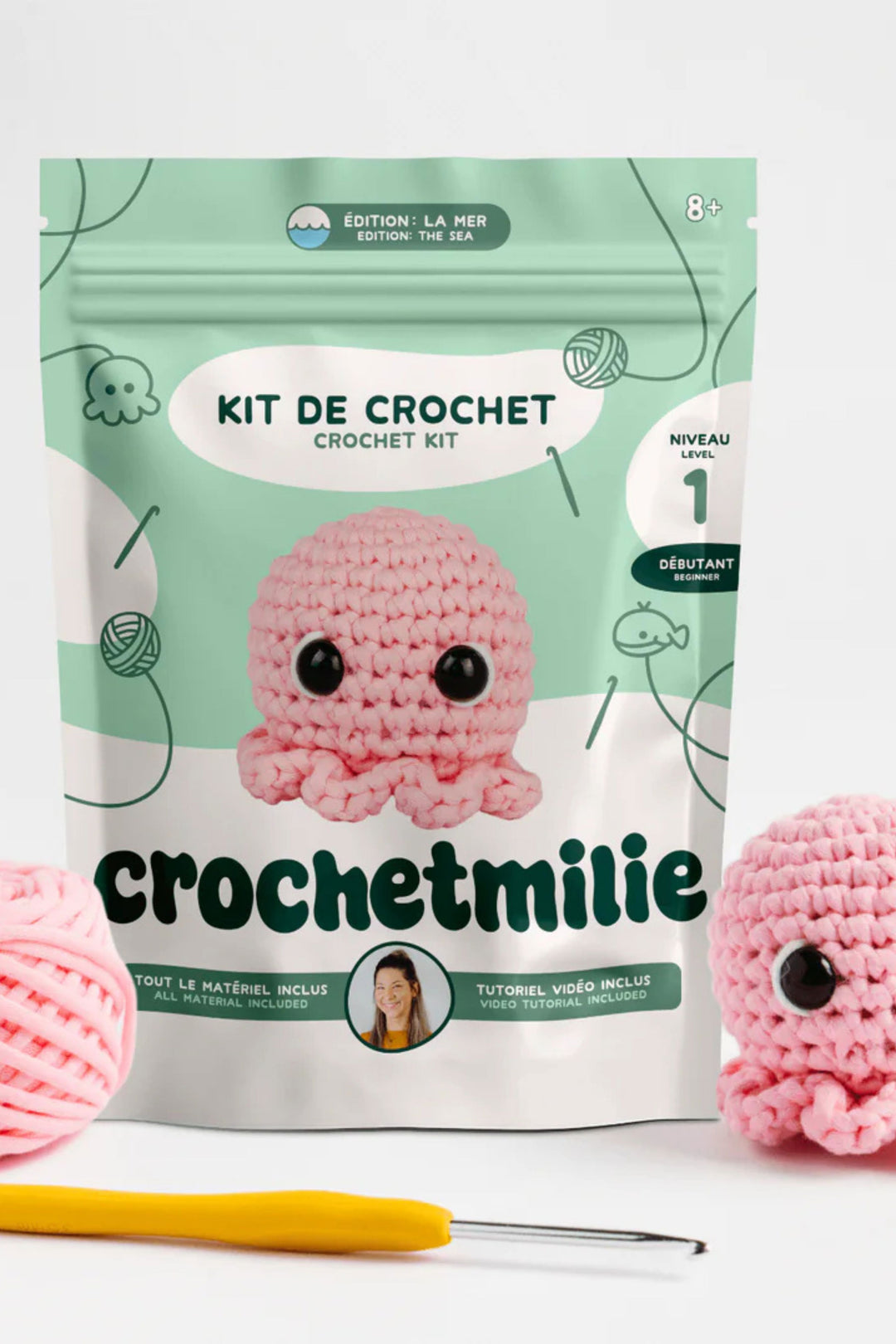 Ensemble de crochet - Crochetmilie - Niveau 1 - La pieuvre Crochetmilie 
