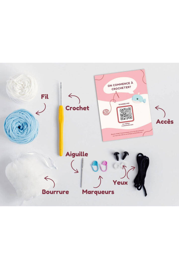 Ensemble de crochet - Crochetmilie - Niveau 2 - La baleine Crochetmilie 