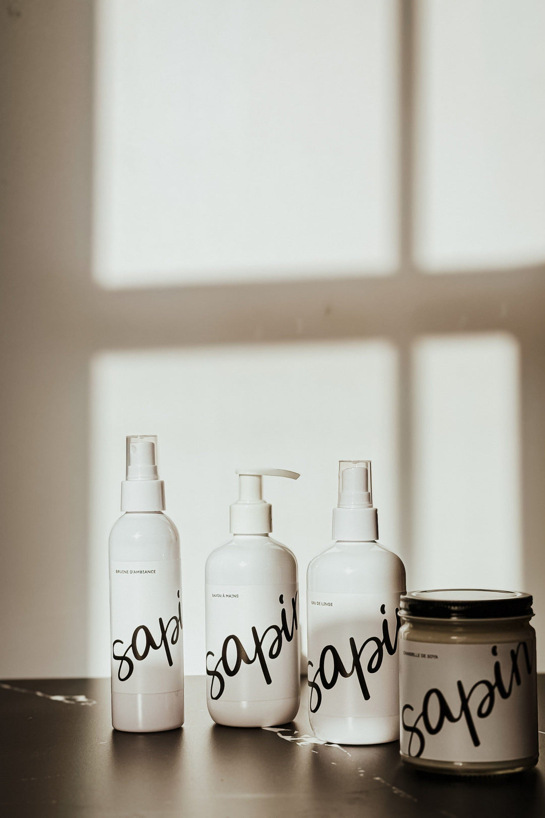 Ensemble découverte - Sapin - Chandelle de soya, bruine d'ambiance, eau de linge, savon à mains Marée - Chandelles 