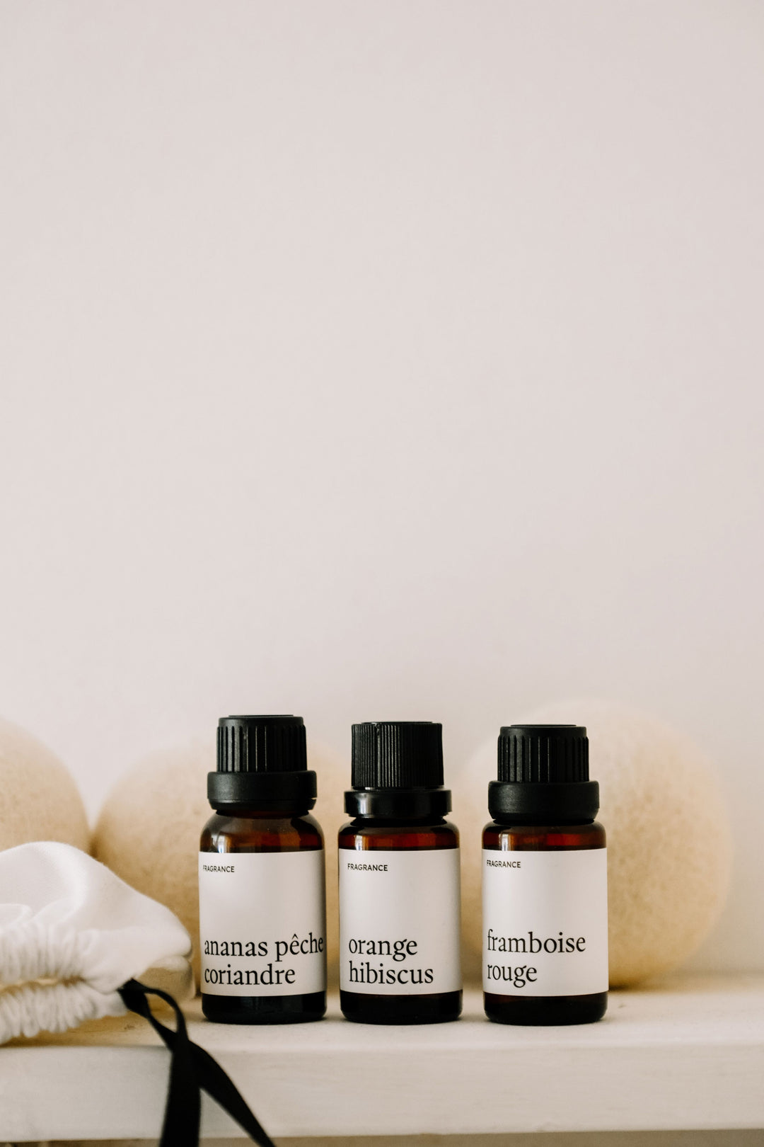 Ensemble lessive - Balles de séchage et fragrances - Orange hibiscus, Framboise rouge & Ananas pêche coriandre Marée - Chandelles 