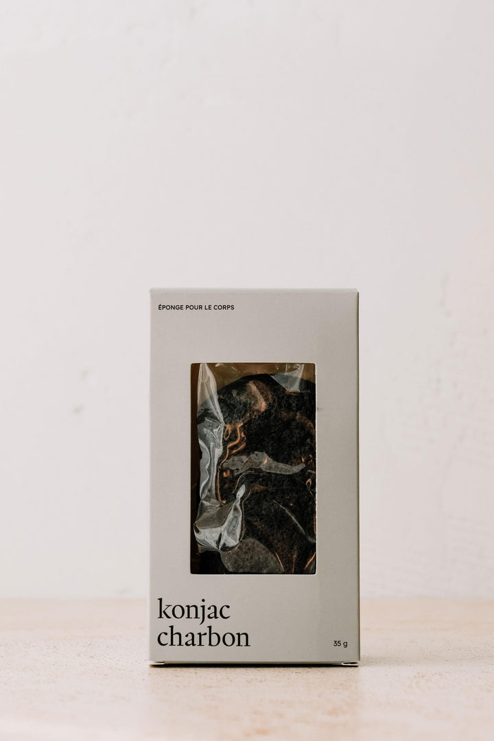 Éponge konjac pour le corps - Charbon Marée - Chandelles 