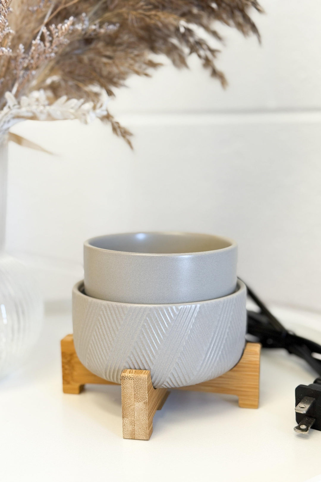 DIFFUSEUR CUBES DE CIRE - 2 en 1 - Gris et bois Diffuseurs Candle warmer 