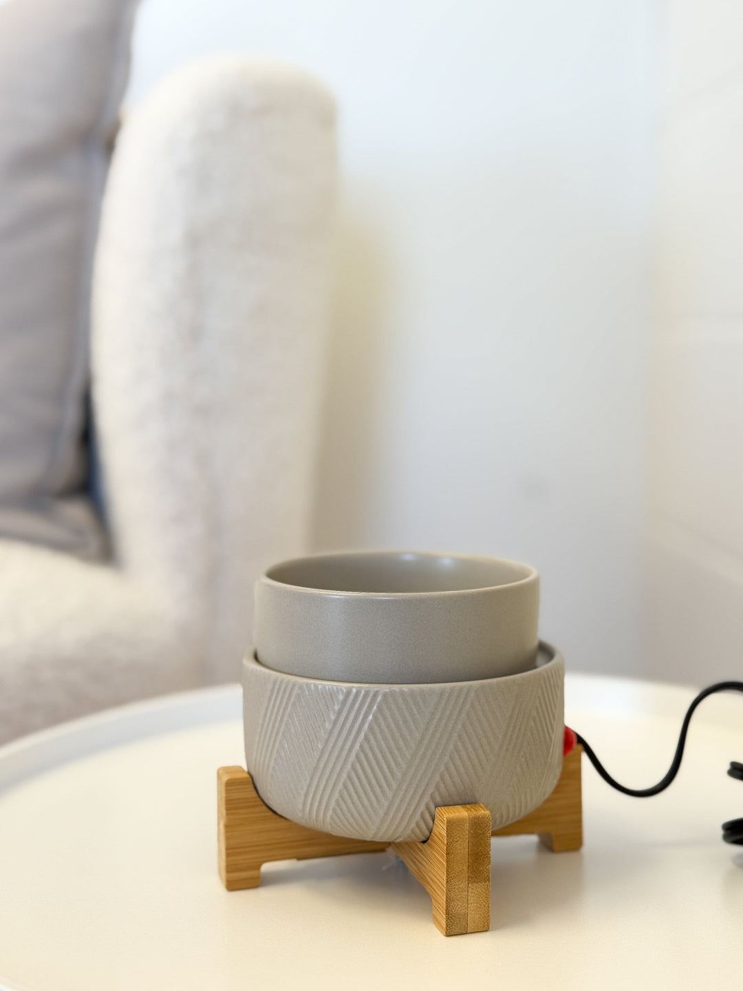 DIFFUSEUR CUBES DE CIRE - 2 en 1 - Gris et bois Diffuseurs Candle warmer 