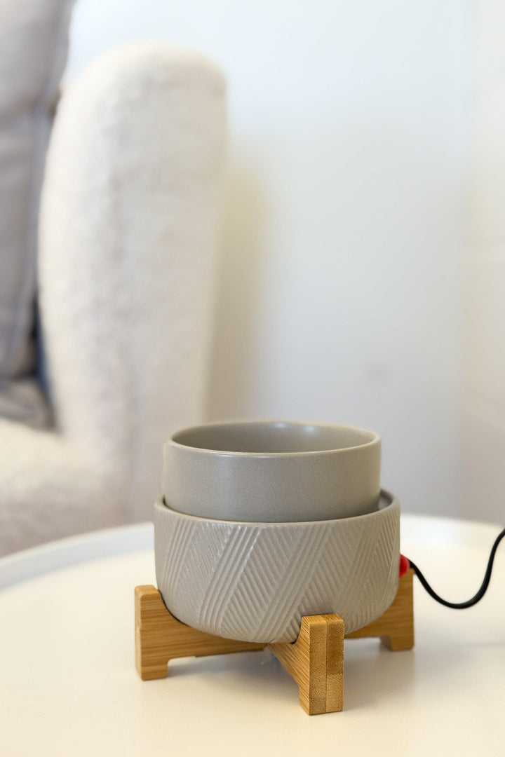 DIFFUSEUR CUBES DE CIRE - 2 en 1 - Gris et bois Diffuseurs Candle warmer 
