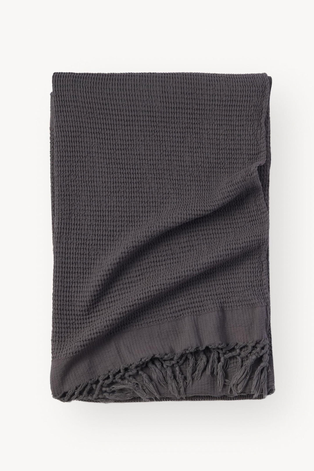 Jeté Crinkle - Wave avec franges - Charcoal - Pokoloko