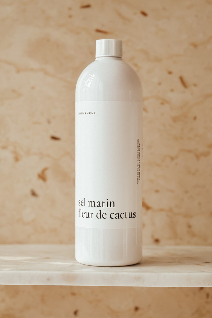 SAVON À MAINS - Sel marin fleur de cactus Savons Marée - Chandelles 1000 ml 