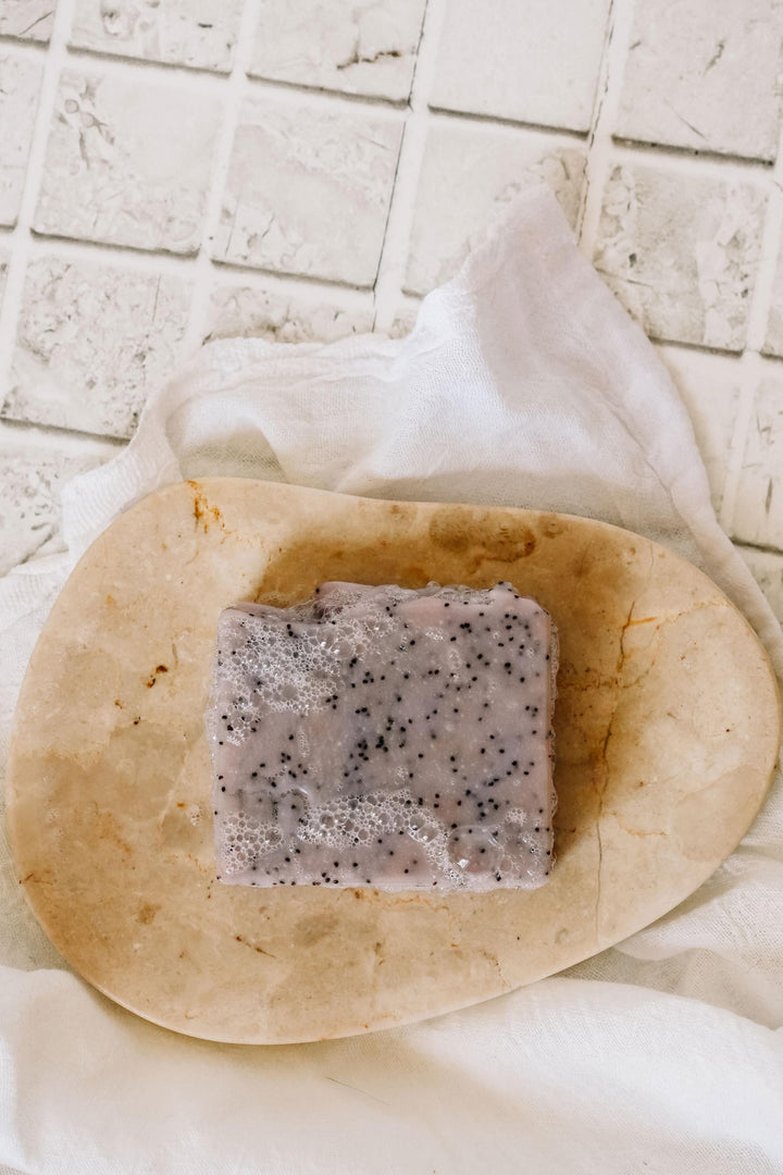SAVON POUR LE CORPS - Exfoliant - Lavande sauge Savons Marée - Chandelles 